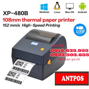 Máy In Đơn Hàng Xprinter 480B Cho Shop Online, hỗ trợ in tem vận đơn, tem sản phẩm, tem dán thùng hàng và mã vạch bán lẻ. Tốc độ in nhanh, vận hành ổn định.